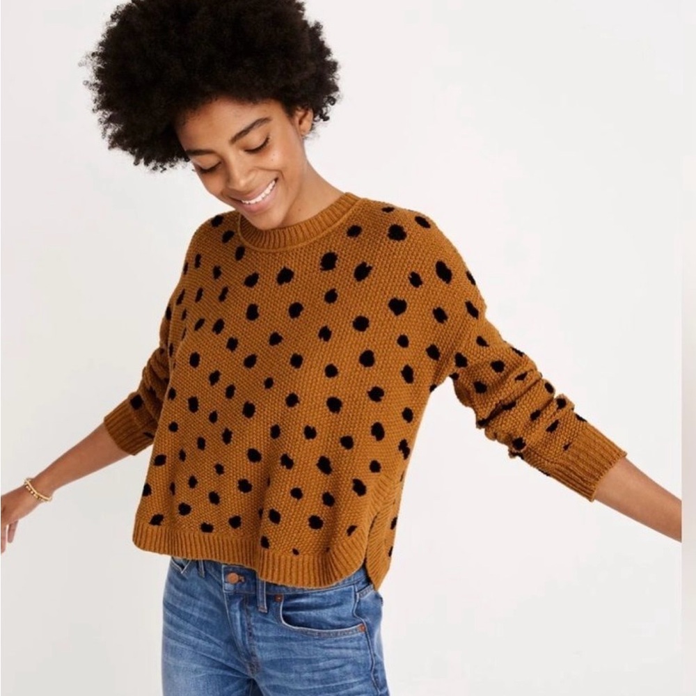 Madewell Brown/Gold and Black Polka Dot Sweater